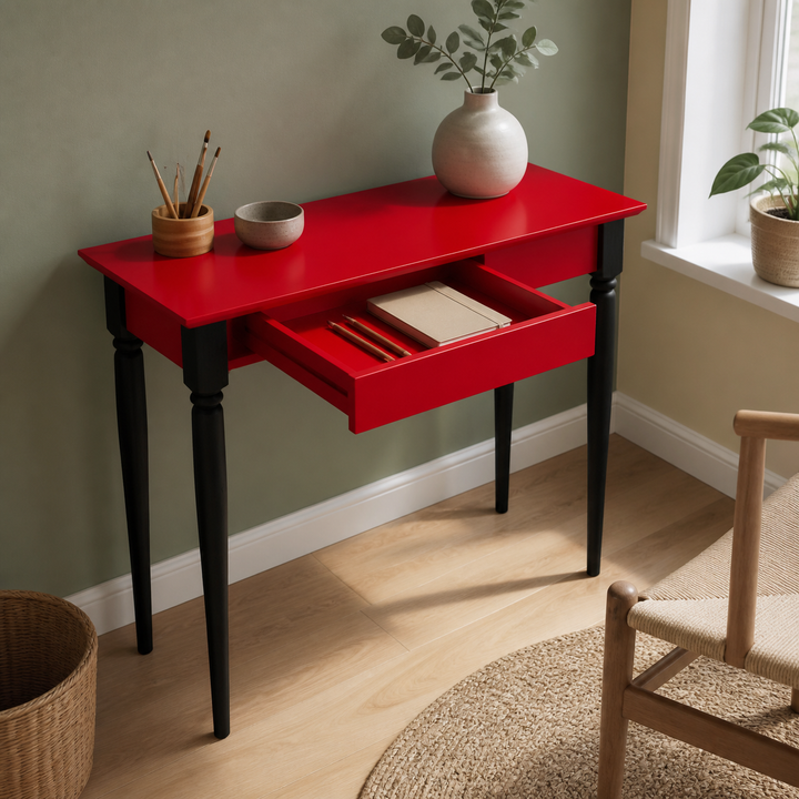 MAMO Skrivebord 105x40 cm  Sorte Ben / Røde – funktion eller vigtig anvendelse