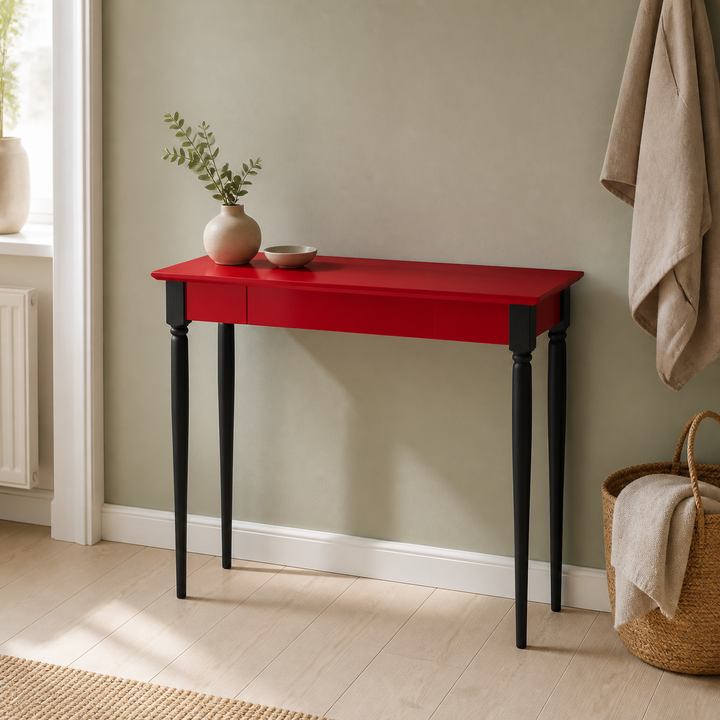 MAMO Skrivebord 105x40 cm  Sorte Ben / Røde – ren lys hjemscene