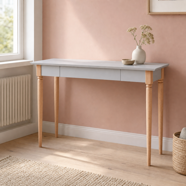 MAMO Skrivebord 105x40cm - Lysegrå – ren lys hjemscene