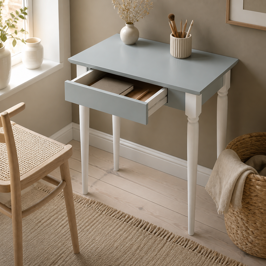 MAMO Skrivebord 65x40 cm Hvide Ben / Lysegrå – hero