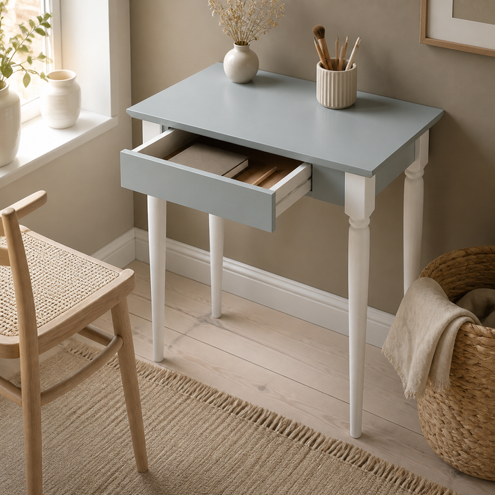 MAMO Skrivebord 65x40 cm Hvide Ben / Lysegrå – hero