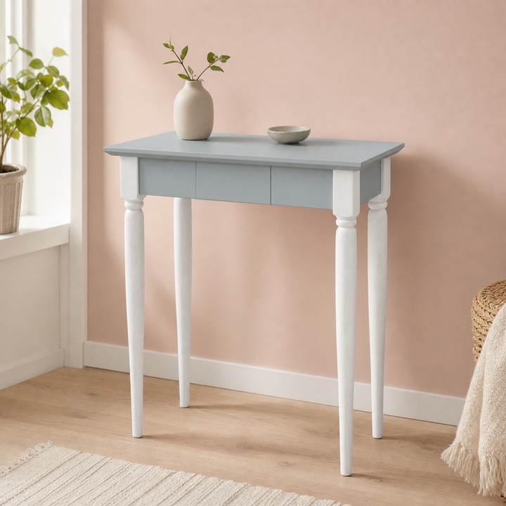 MAMO Skrivebord 65x40 cm Hvide Ben / Lysegrå – ren lys hjemscene