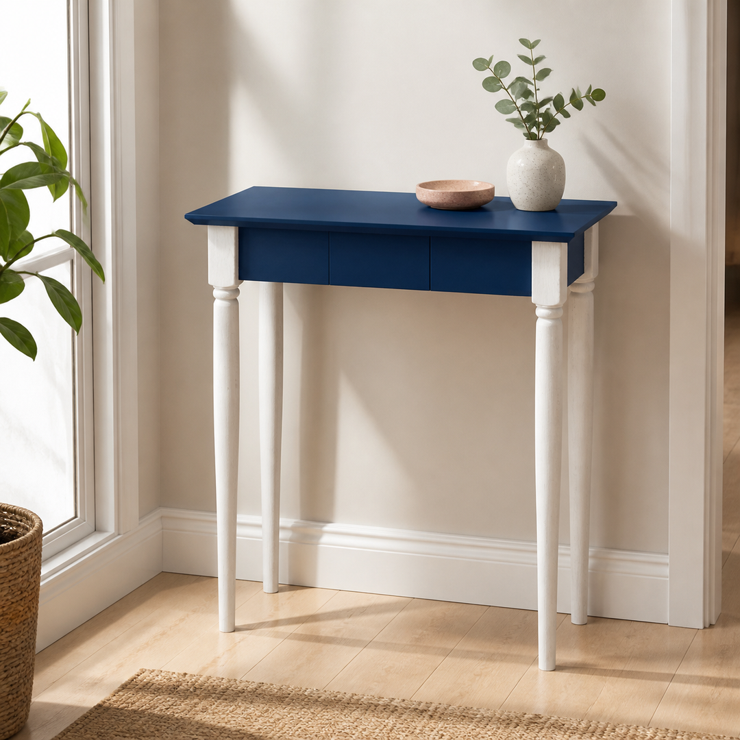 MAMO Skrivebord 65x40 cm Hvide Ben / Marineblå – ren lys hjemscene
