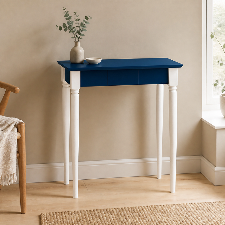 MAMO Skrivebord 65x40 cm Hvide Ben / Petrol Blå – ren lys hjemscene