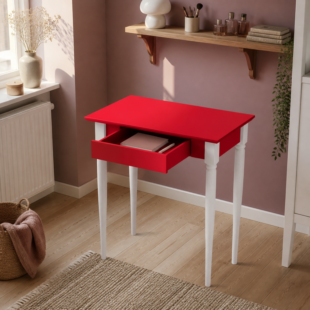 MAMO Skrivebord 65x40 cm Hvide Ben / Røde – hero