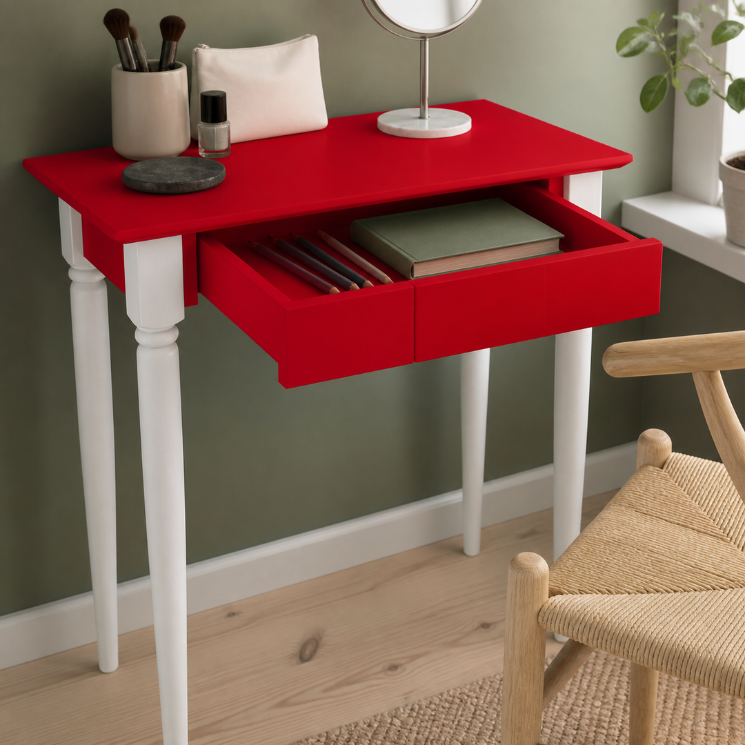 MAMO Skrivebord 65x40 cm Hvide Ben / Røde – funktion eller vigtig anvendelse