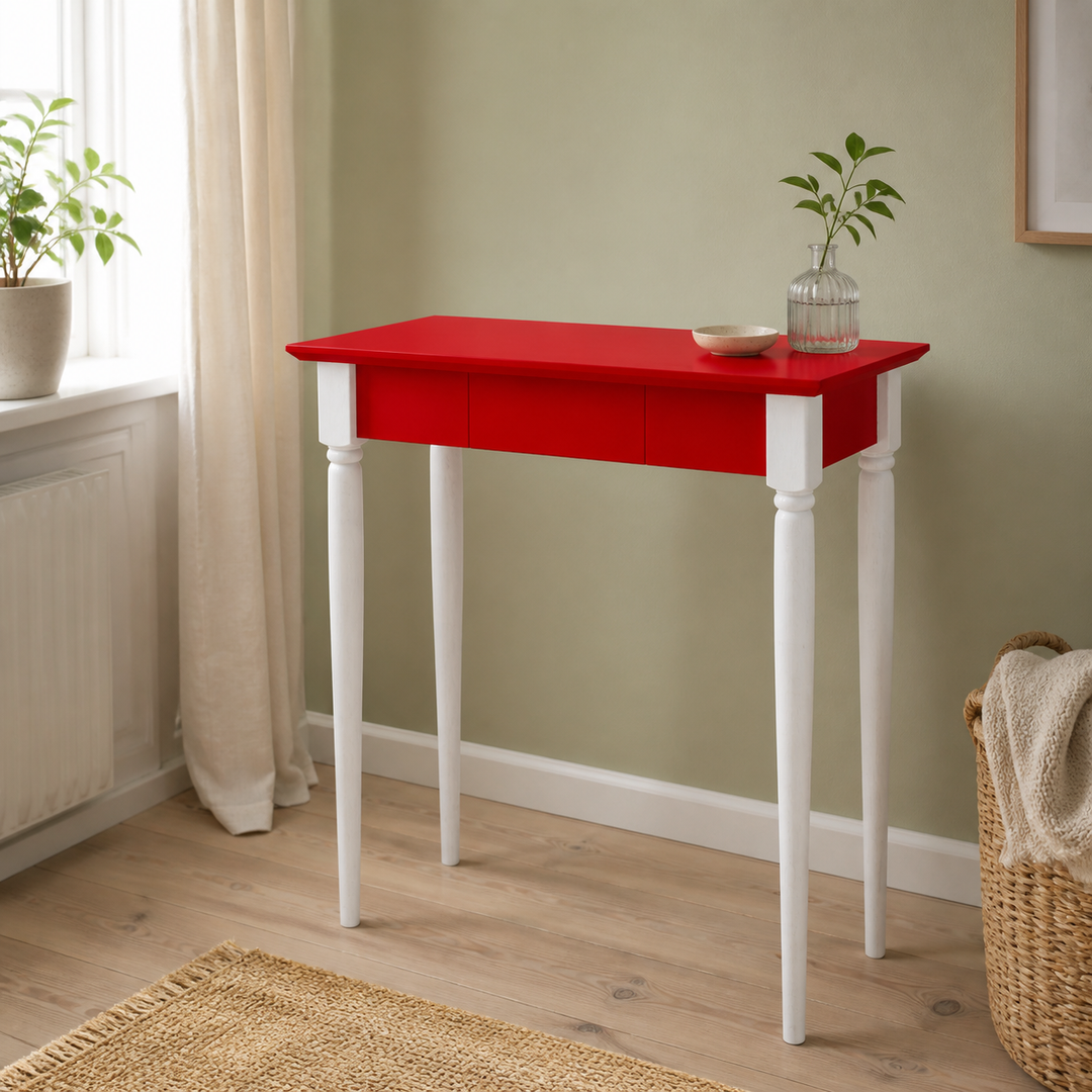 MAMO Skrivebord 65x40 cm Hvide Ben / Røde – ren lys hjemscene