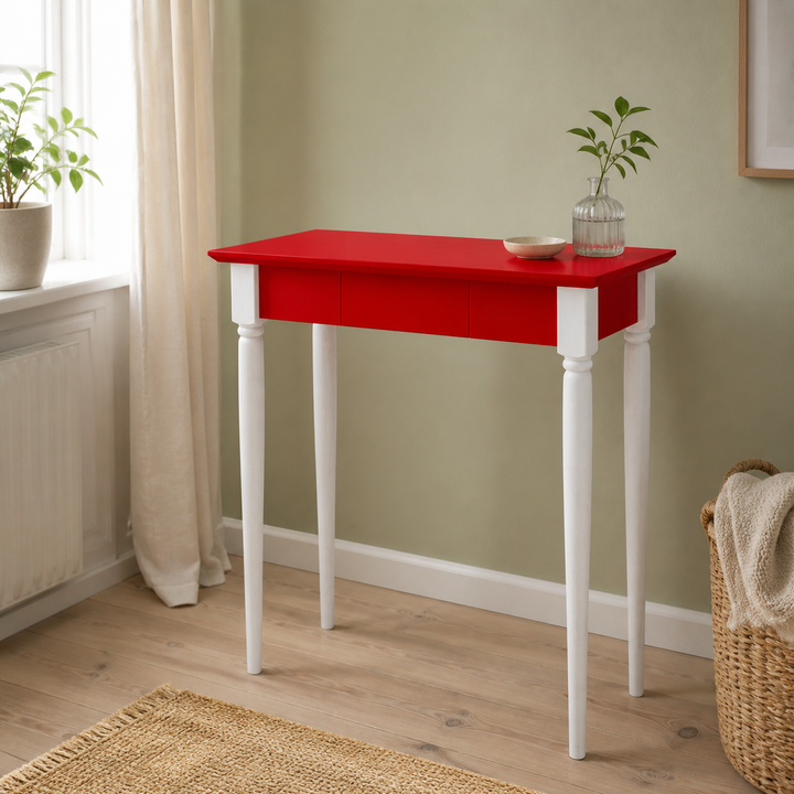 MAMO Skrivebord 65x40 cm Hvide Ben / Røde – ren lys hjemscene