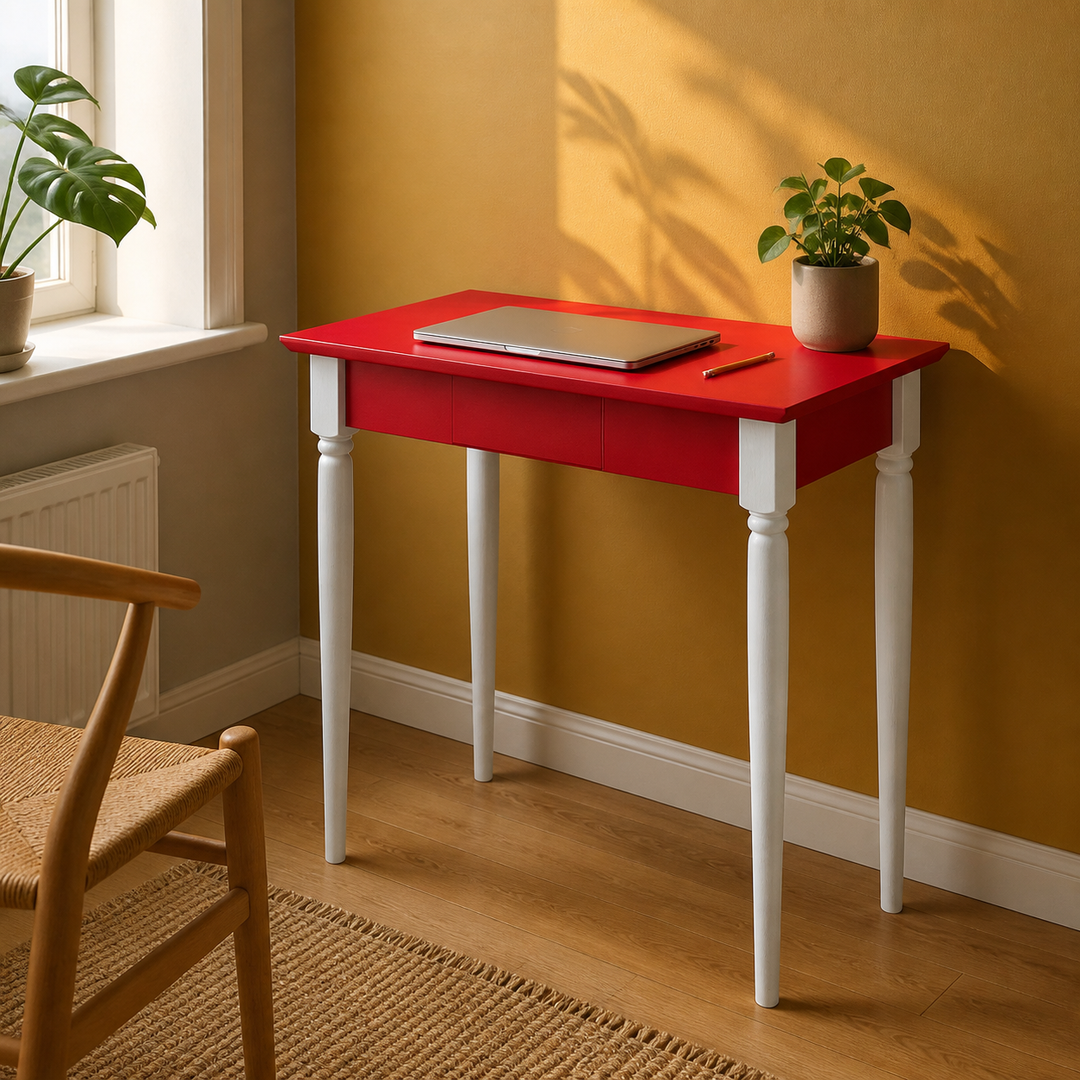 MAMO Skrivebord 65x40 cm Hvide Ben / Røde – anden livsstilsscene