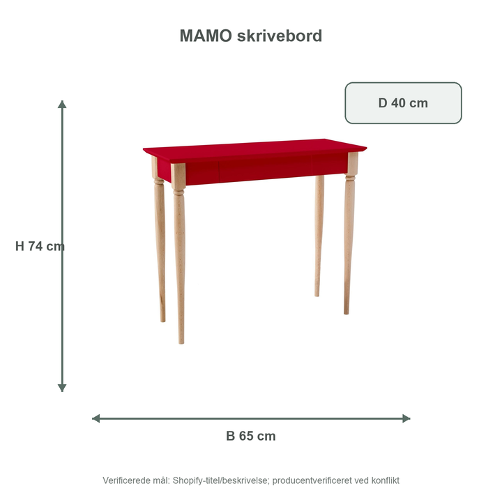 Måldiagram for MAMO Skrivebord 65x40cm - Rød