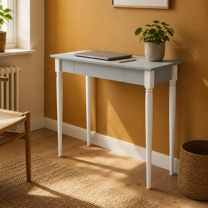 MAMO Skrivebord 85x40 cm - Hvide Ben / Lysegrå – anden livsstilsscene