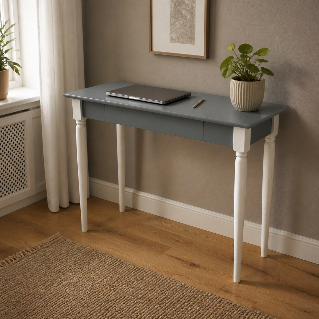 MAMO Skrivebord 85x40 cm - Hvide Ben / Mørkegrå – anden livsstilsscene