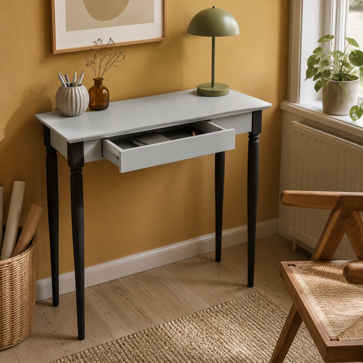 MAMO Skrivebord 85x40 cm - Sorte Ben / Lysegrå – hero
