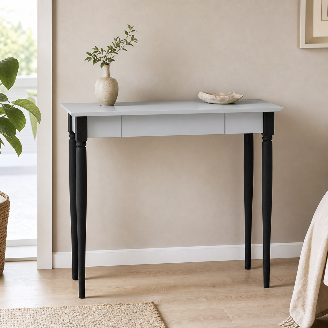 MAMO Skrivebord 85x40 cm - Sorte Ben / Lysegrå – ren lys hjemscene