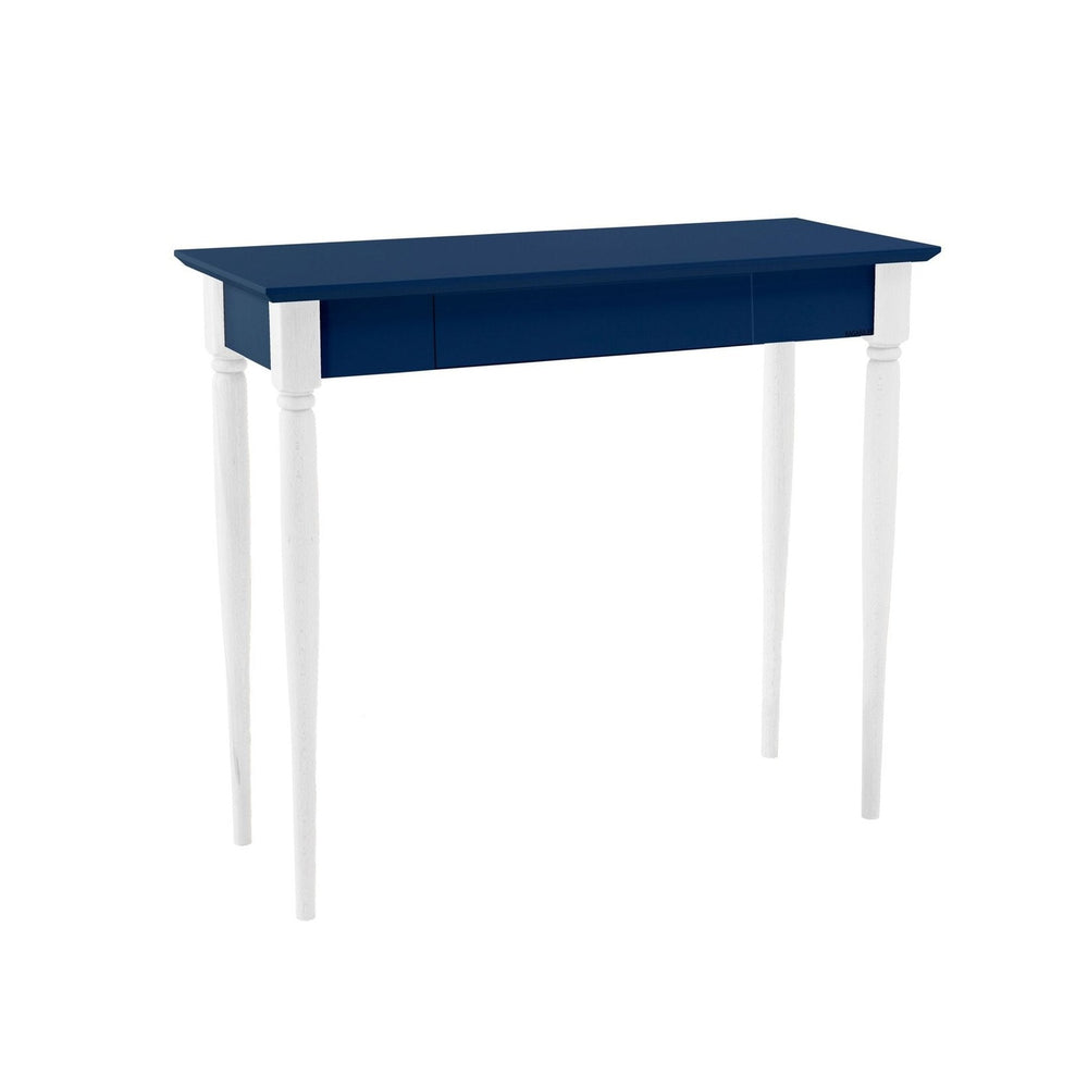 MAMO Skrivebord 85x40 cm Hvide Ben / Marineblå på hvid baggrund