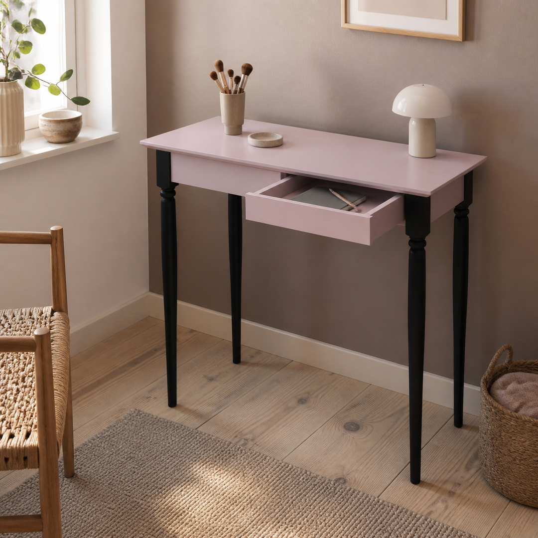 MAMO Skrivebord 85x40 cm Sorte Ben / Pink – hero