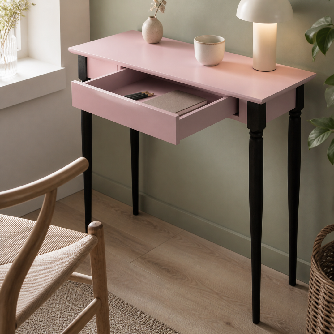 MAMO Skrivebord 85x40 cm Sorte Ben / Pink – funktion eller vigtig anvendelse