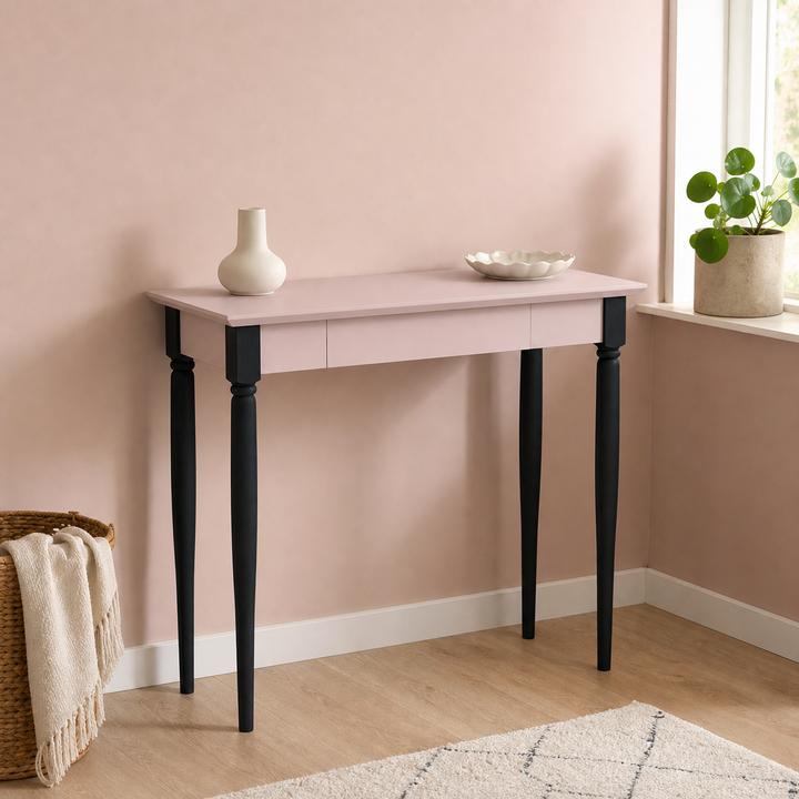 MAMO Skrivebord 85x40 cm Sorte Ben / Pink – ren lys hjemscene