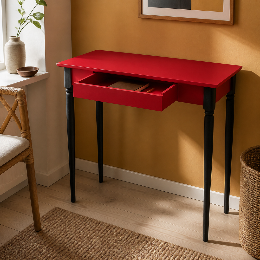MAMO Skrivebord 85x40 cm Sorte Ben / Røde – hero