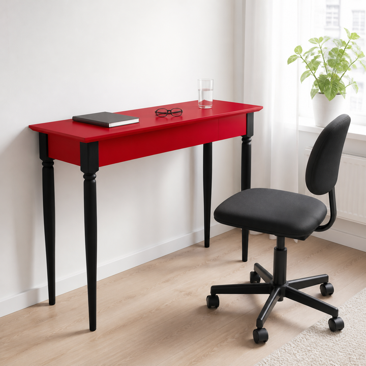 MAMO Skrivebord 85x40 cm Sorte Ben / Røde – varm moody dagslysscene