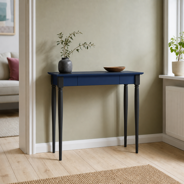MAMO Skrivebord 85x40cm - Marineblå / Sorte ben – ren lys hjemscene