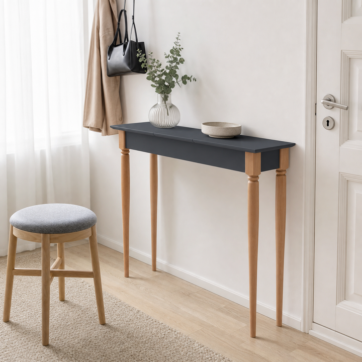 MAMO Sminkebord med spejl - 105x35cm Grafit – ren lys hjemscene