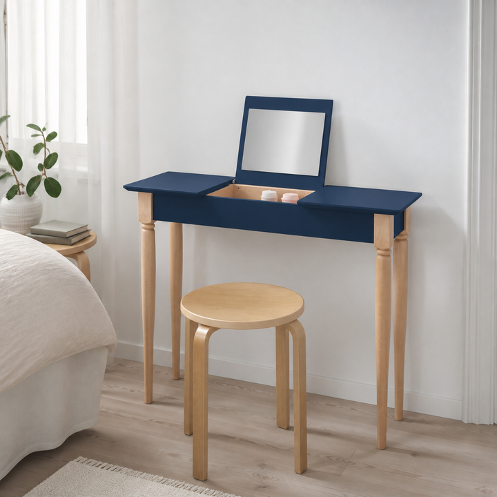 MAMO Sminkebord med spejl - 105x35cm Marineblå – funktion eller vigtig anvendelse