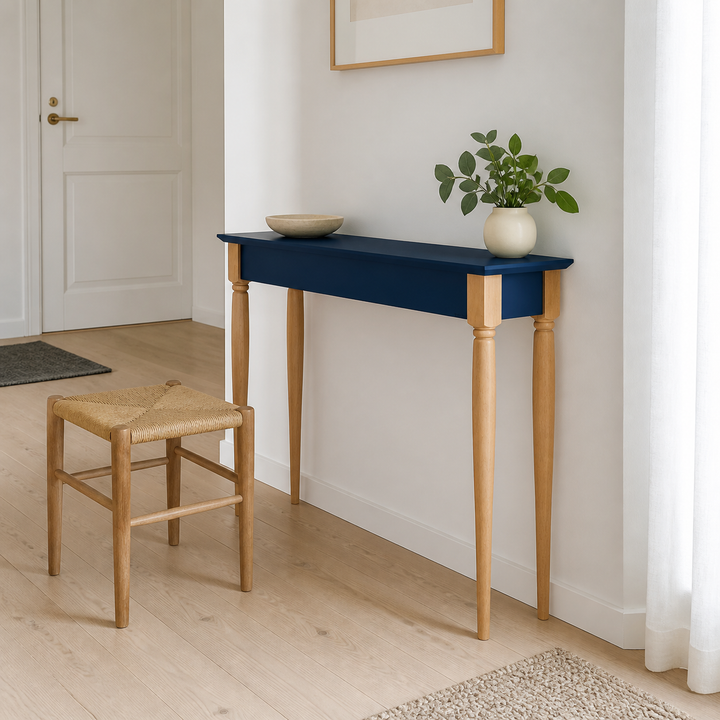 MAMO Sminkebord med spejl - 105x35cm Marineblå – ren lys hjemscene