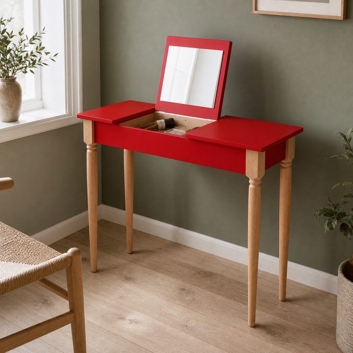 MAMO Sminkebord med spejl - 65x35cm Rød – funktion eller vigtig anvendelse