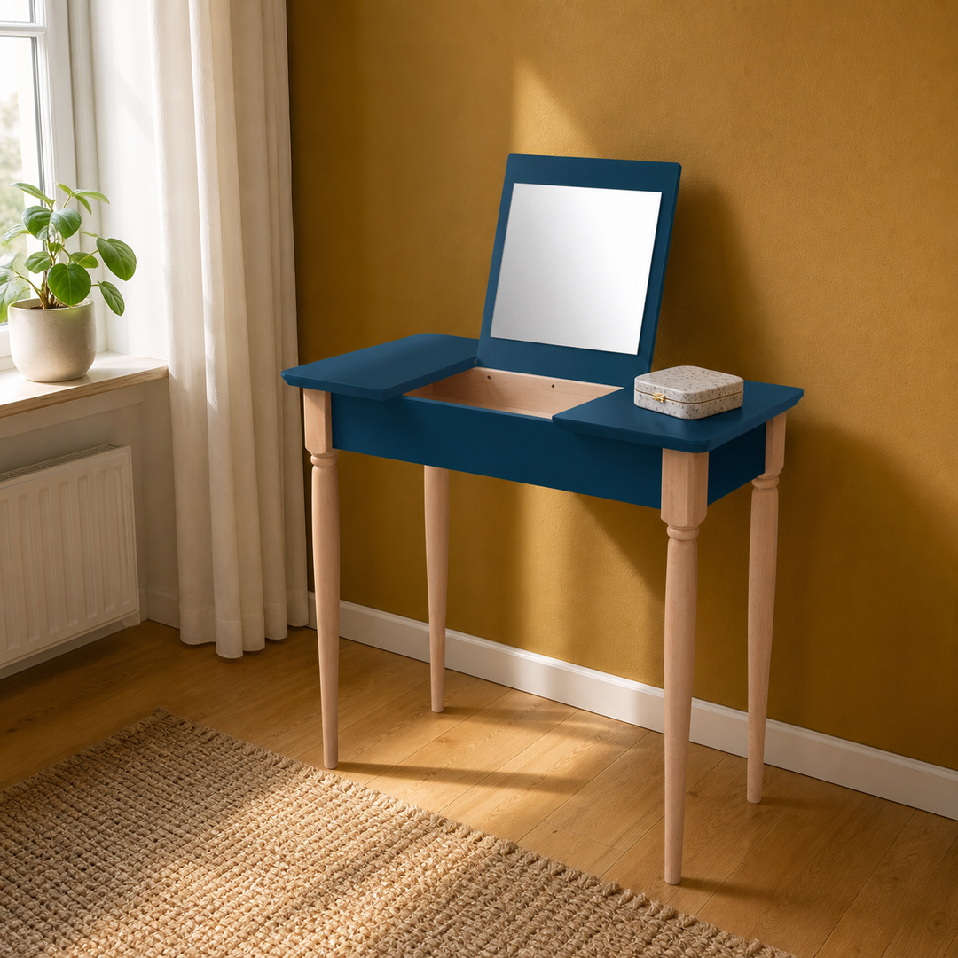 MAMO Sminkebord med spejl - 85x35cm Petrol Blå – anden livsstilsscene