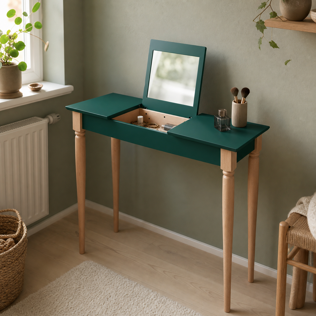 MAMO Sminkebord med spejl 105x35cm Grøn – funktion eller vigtig anvendelse