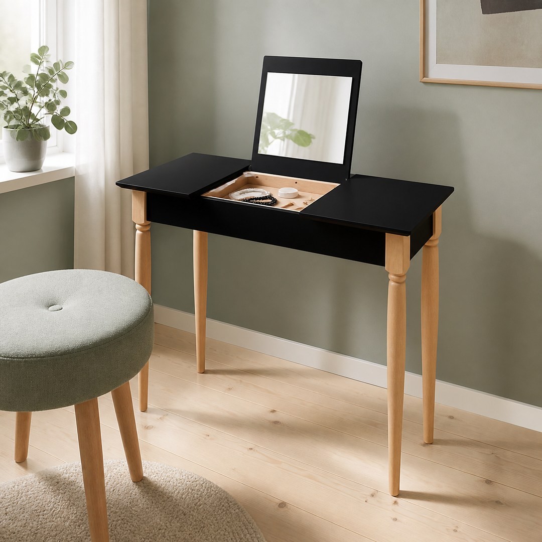 MAMO Sminkebord med spejl 105x35cm Sort – funktion eller vigtig anvendelse