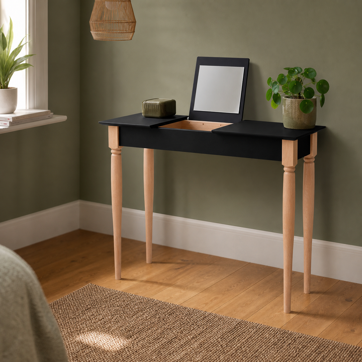 MAMO Sminkebord med spejl 105x35cm Sort – anden livsstilsscene