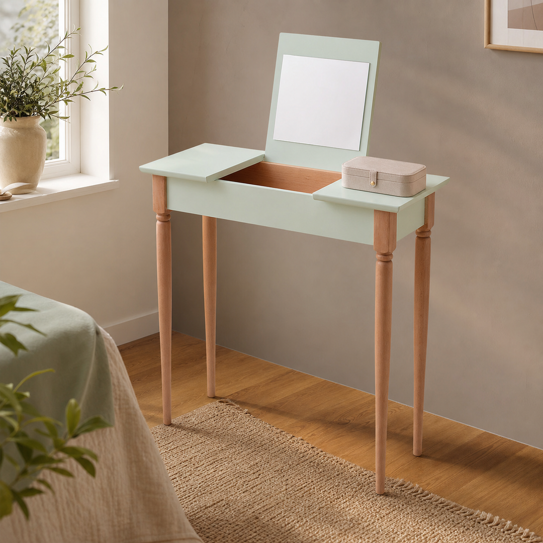 MAMO Sminkebord med spejl, 65x35cm, Fleeting Mint – anden livsstilsscene