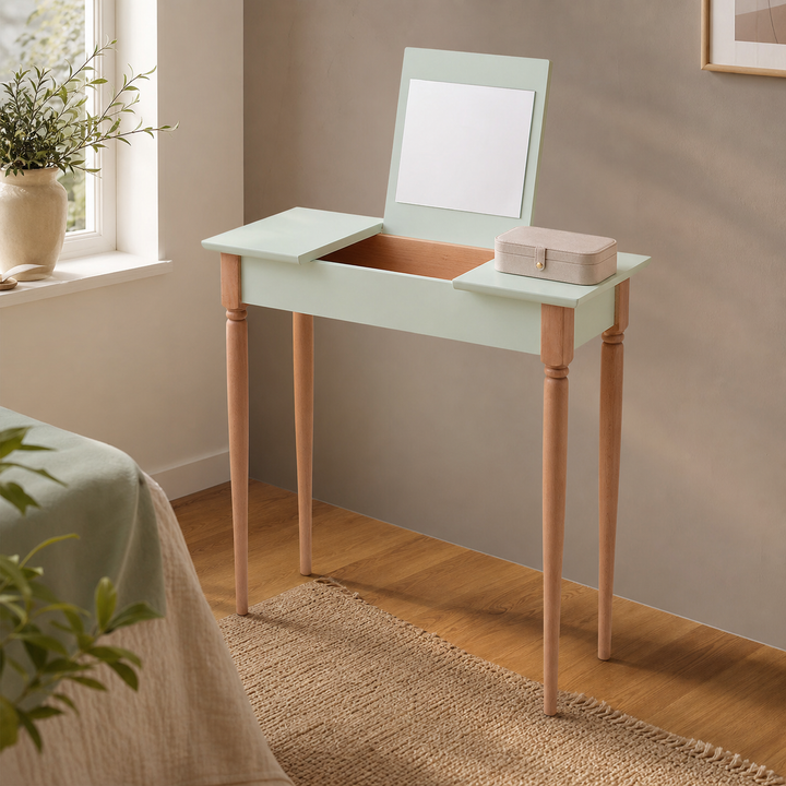 MAMO Sminkebord med spejl, 65x35cm, Fleeting Mint – anden livsstilsscene