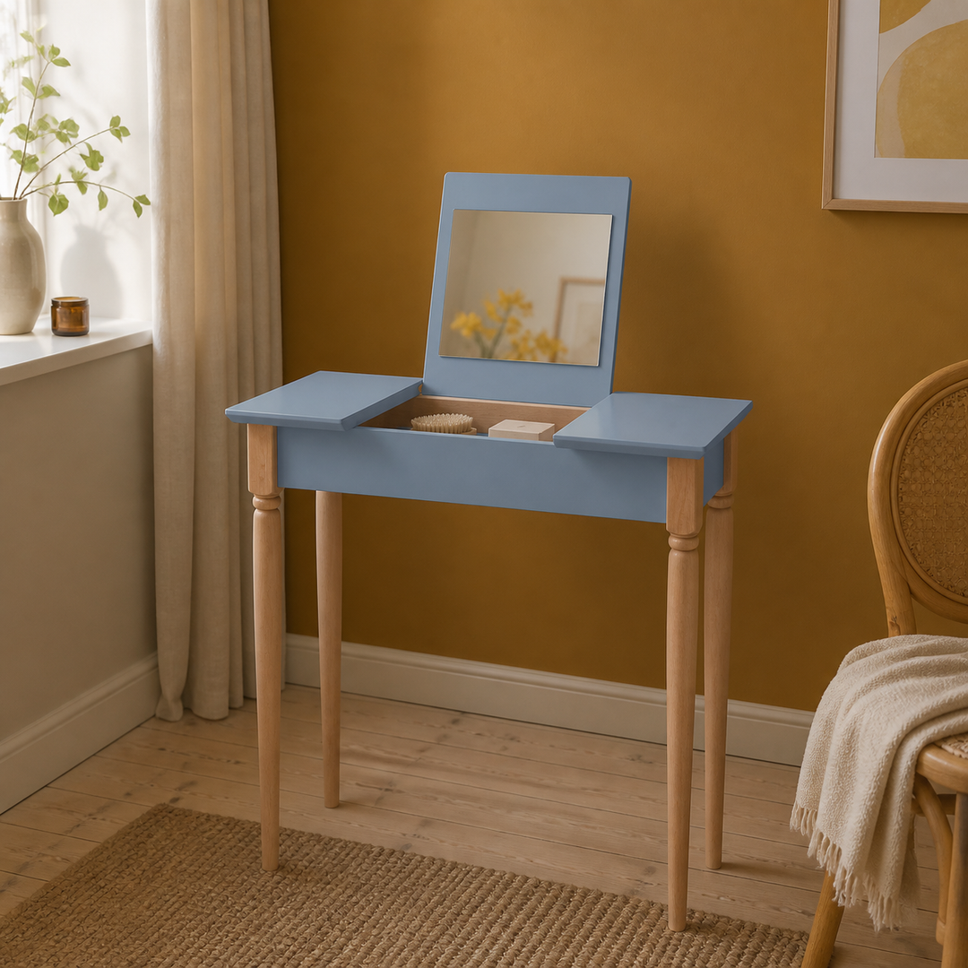 MAMO Sminkebord med spejl, 65x35cm, Gentle Blue – hero
