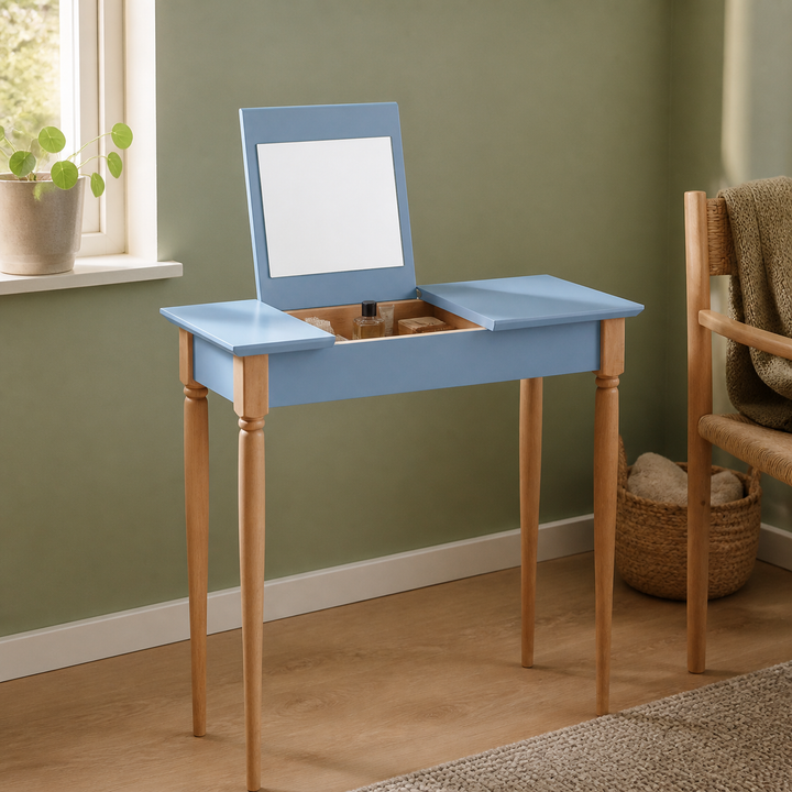 MAMO Sminkebord med spejl, 65x35cm, Gentle Blue – funktion eller vigtig anvendelse