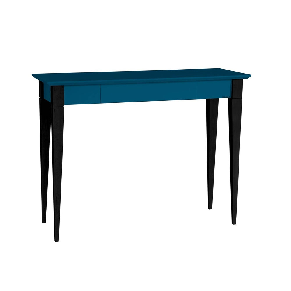 MIMO Skrivebord - 105x40cm Sorte Ben / Petrol Blå på hvid baggrund