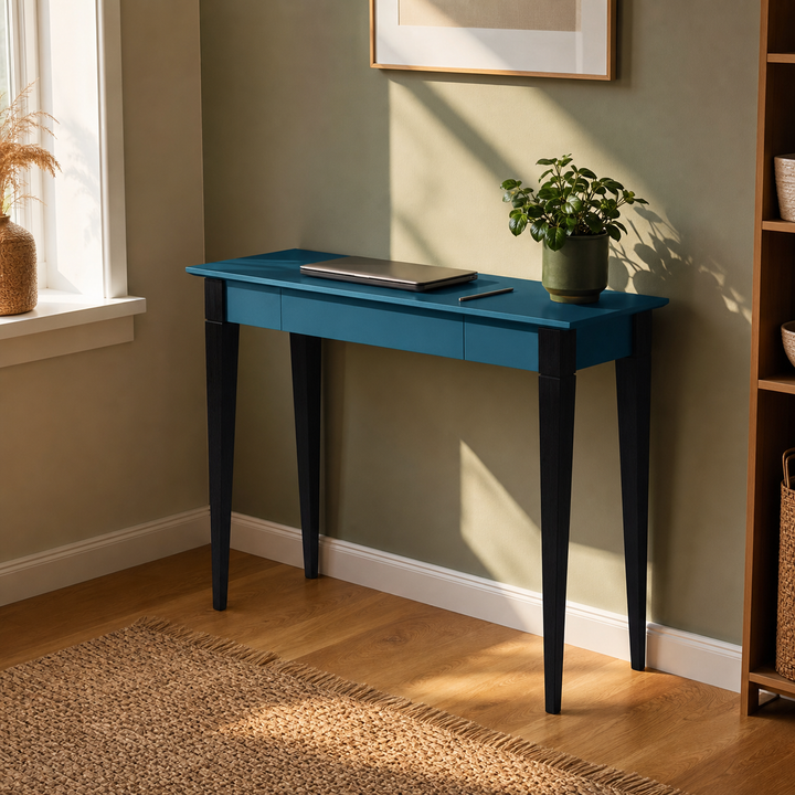 MIMO Skrivebord - 105x40cm Sorte Ben / Petrol Blå – anden livsstilsscene