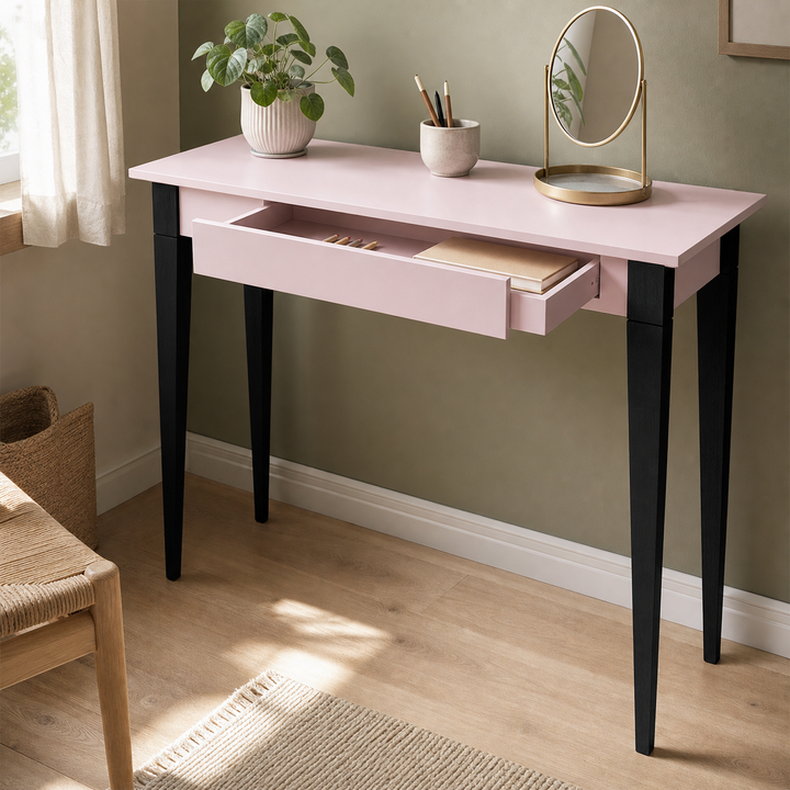 MIMO Skrivebord - 105x40cm Sorte Ben / Pink – funktion eller vigtig anvendelse