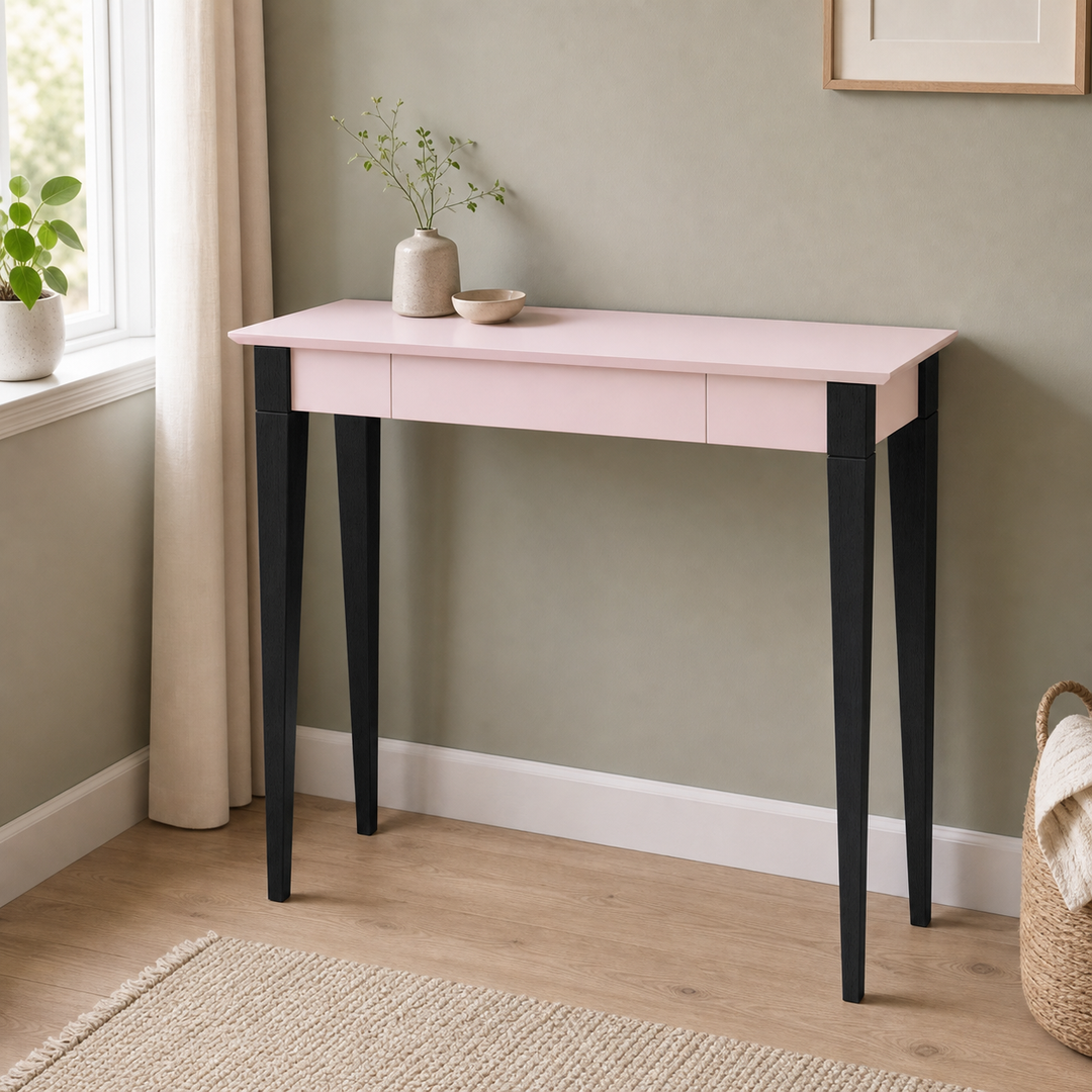 MIMO Skrivebord - 105x40cm Sorte Ben / Pink – ren lys hjemscene