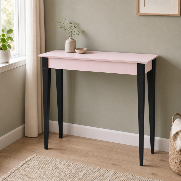 MIMO Skrivebord - 105x40cm Sorte Ben / Pink – ren lys hjemscene
