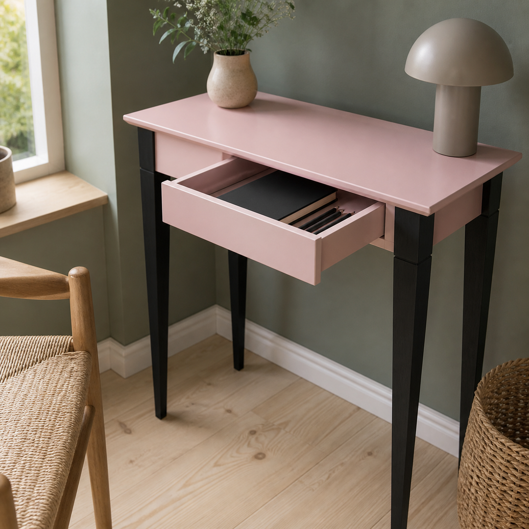MIMO Skrivebord - 65x40cm Sorte Ben / Pink – funktion eller vigtig anvendelse