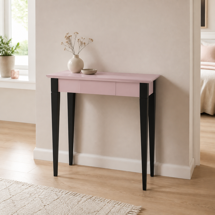 MIMO Skrivebord - 65x40cm Sorte Ben / Pink – ren lys hjemscene