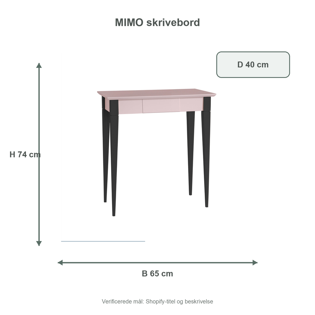 Måldiagram for MIMO Skrivebord - 65x40cm Sorte Ben / Pink
