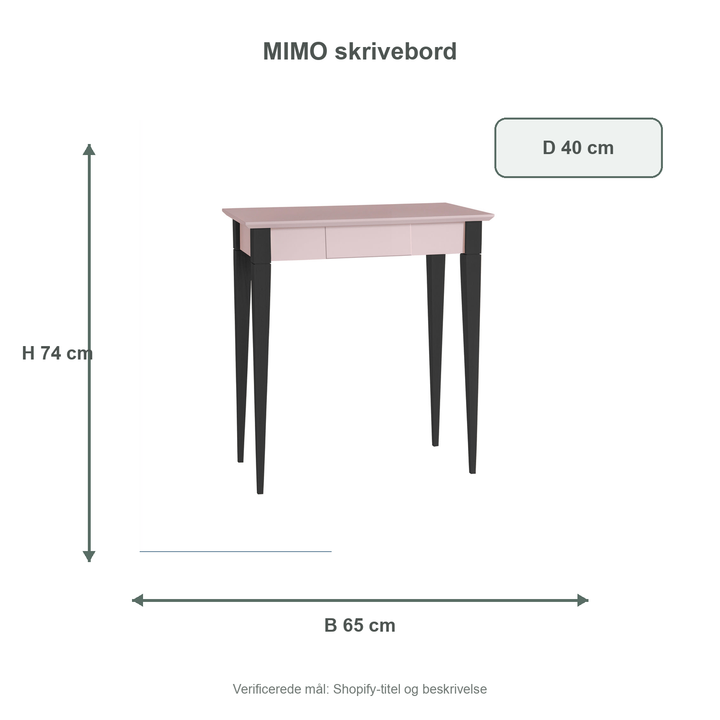 Måldiagram for MIMO Skrivebord - 65x40cm Sorte Ben / Pink