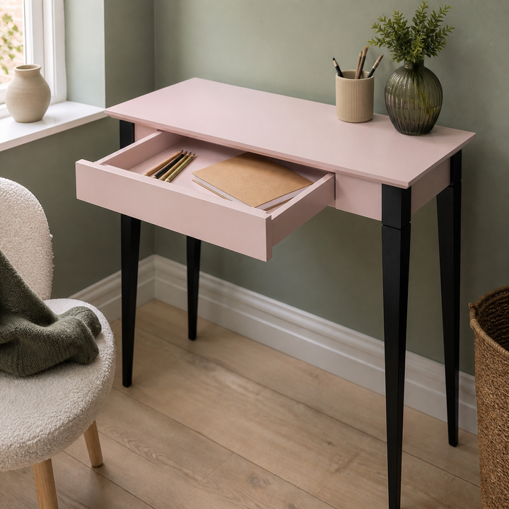 MIMO Skrivebord - 85x40cm Sorte Ben / Pink – funktion eller vigtig anvendelse