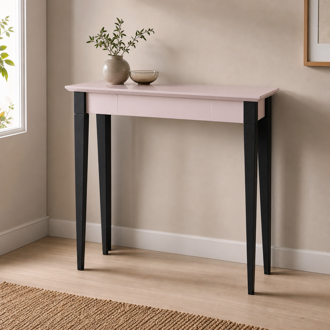MIMO Skrivebord - 85x40cm Sorte Ben / Pink – ren lys hjemscene