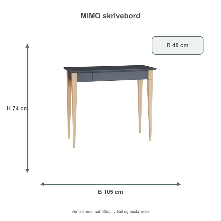Måldiagram for MIMO Skrivebord 105x40cm - Grafit