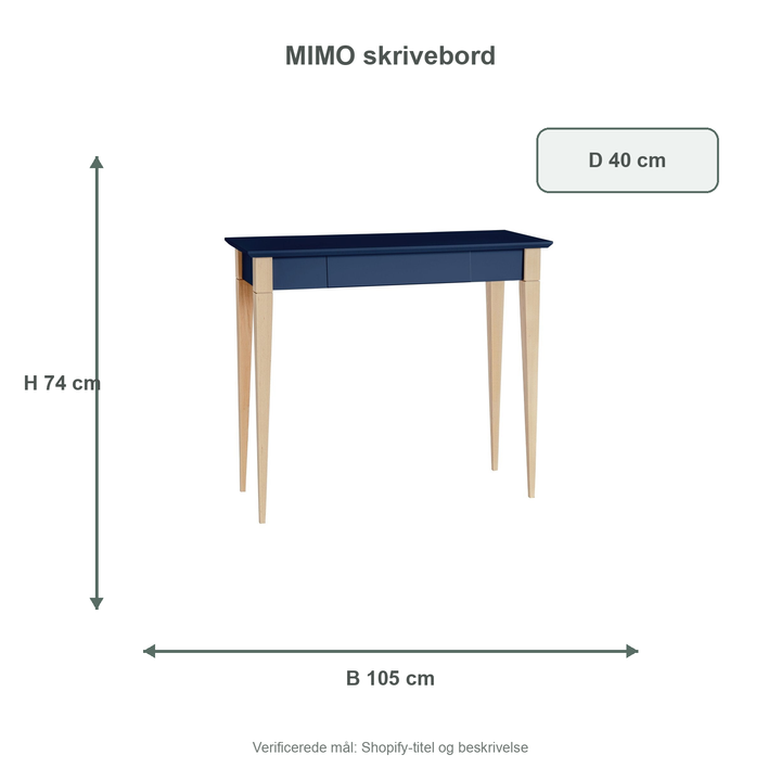 Måldiagram for MIMO Skrivebord 105x40cm - Marineblå